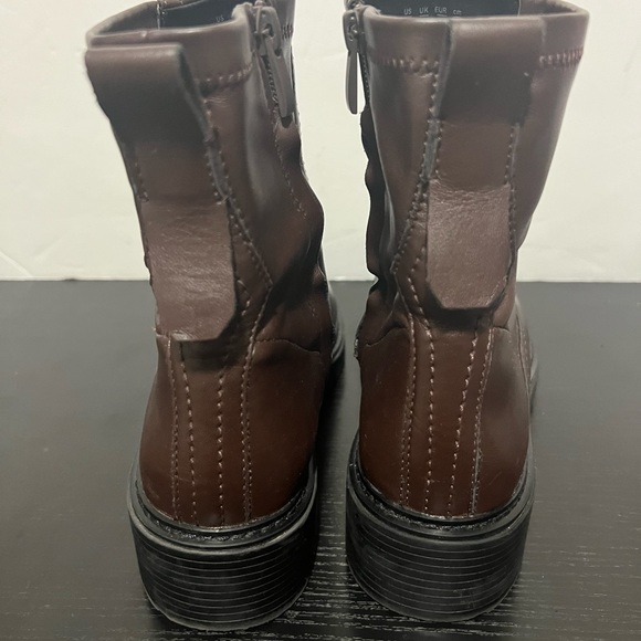 Franco Sarto Women’s Size 8 Zip Up Combat Boot Brown Leather Ankle Moto Boot - Picture 6 of 9